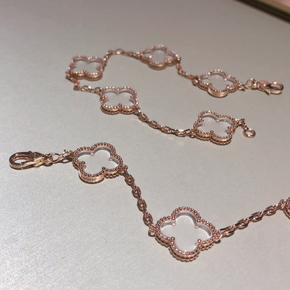 [BLUE TEARS]CLOVER 5 MOTIF ROCK CRYSTAL BRACELET