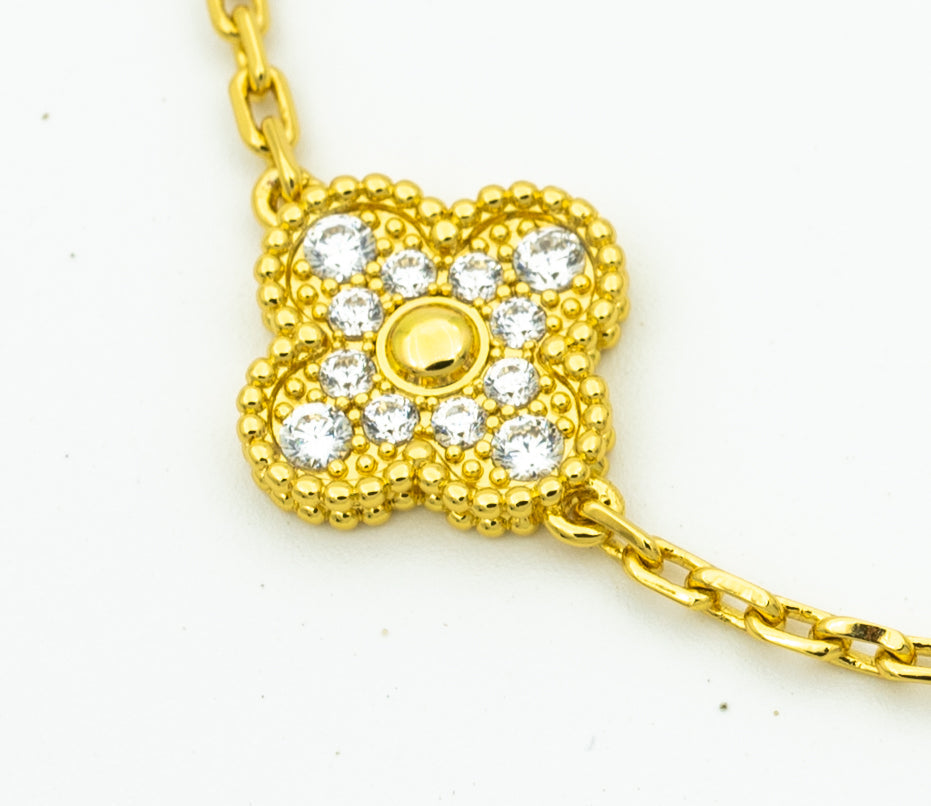 [BLUE TEARS]CLOVER BRACELET 5 MOTIFS GOLD DIAMOND
