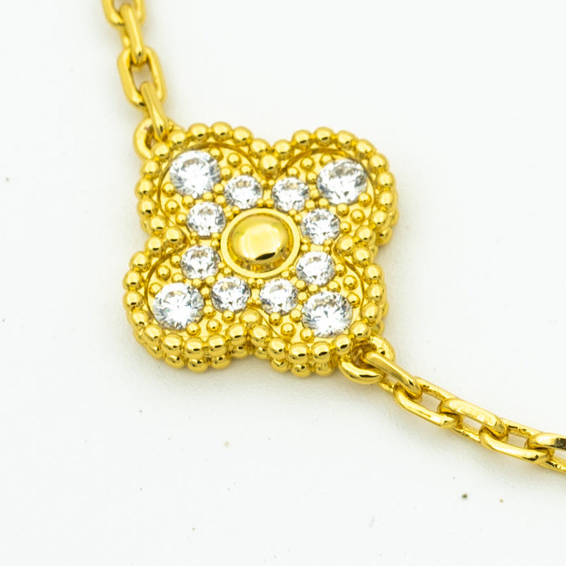 [BLUE TEARS]CLOVER BRACELET 5 MOTIFS GOLD DIAMOND