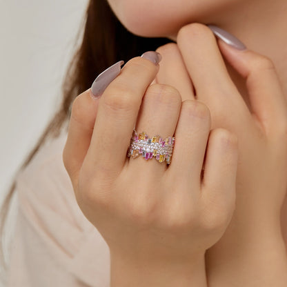 [Nova Jewelry]Luxurious Colorful Radiant Cut Daily Ring