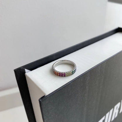 [Nova Jewelry]Unique Colorful Round Cut Tennis Ring