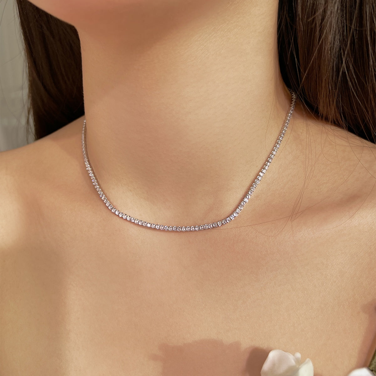 [Nova Jewelry]Delicate Round Shape Tennis Necklace