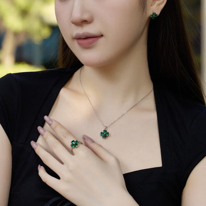 [Nova Jewelry]Heart-shaped Four-Leaf Clover Ball Ring