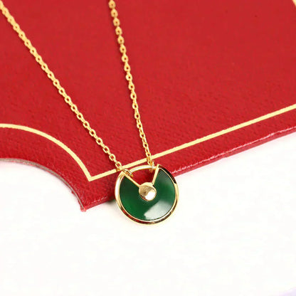 [BLUE TEARS]AMULETTE GOLD MALACHITE NECKLACE