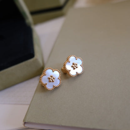 [BLUE TEARS]LUCKY PINK GOLD WHITE MOP EARRINGS