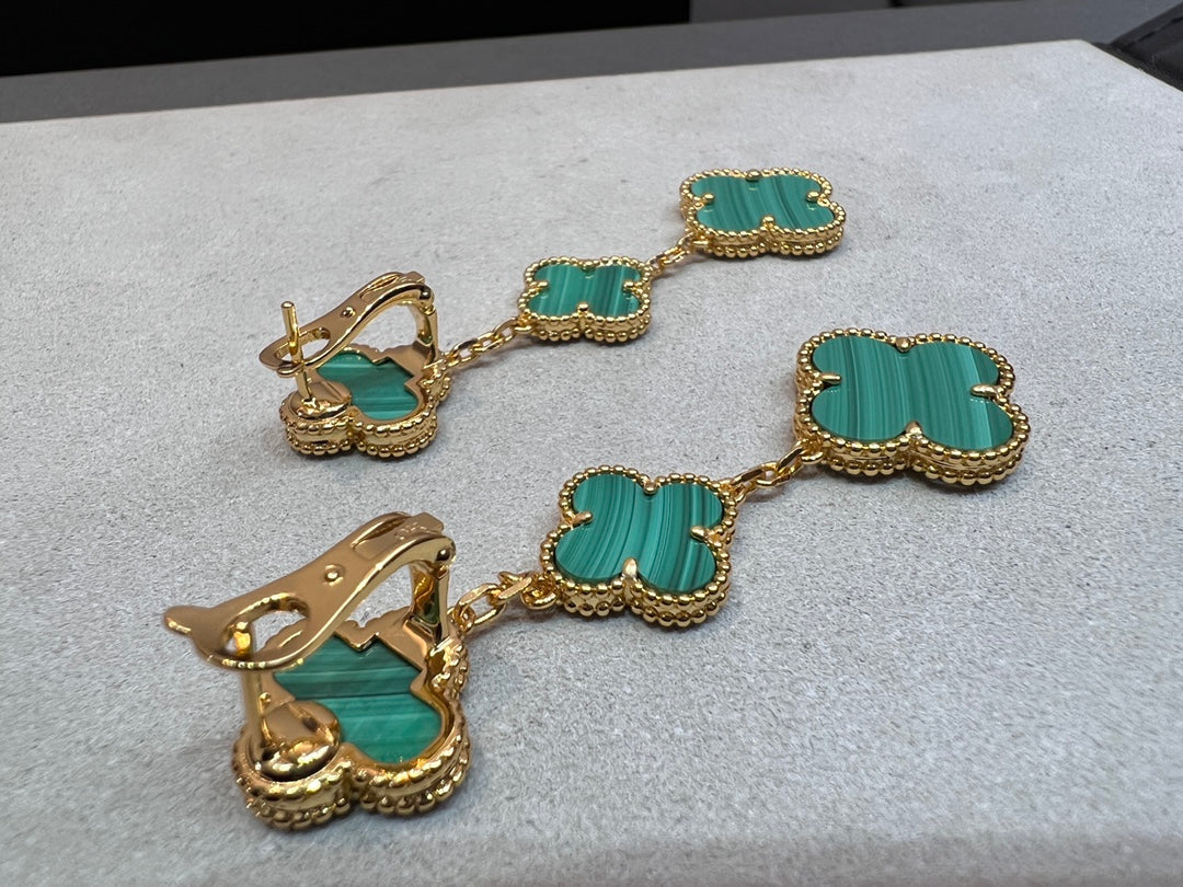 [BLUE TEARS]CLOVER MALACHITE 3 MOTIFS GOLD