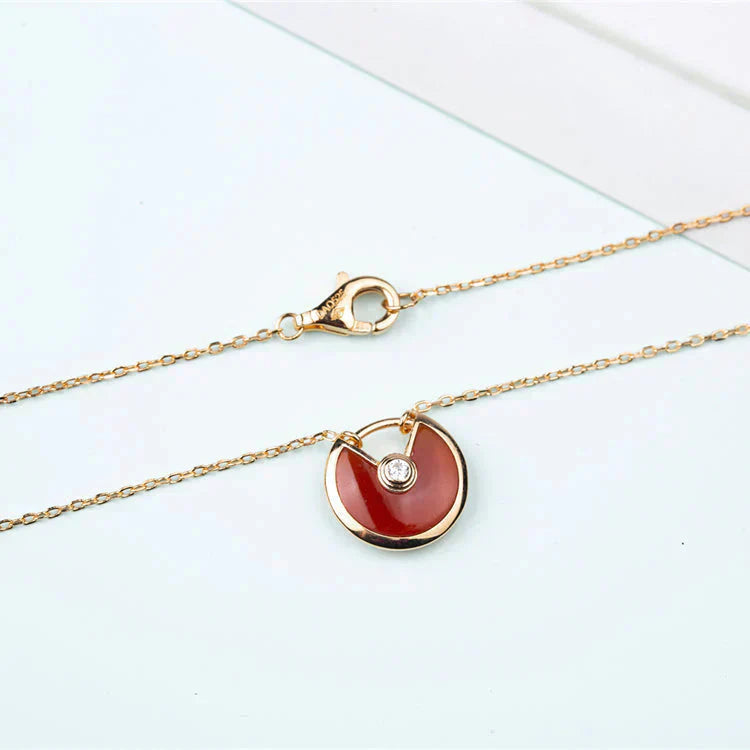 [BLUE TEARS]AMULETTE GOLD CARNELIAN ONYX NECKLACE