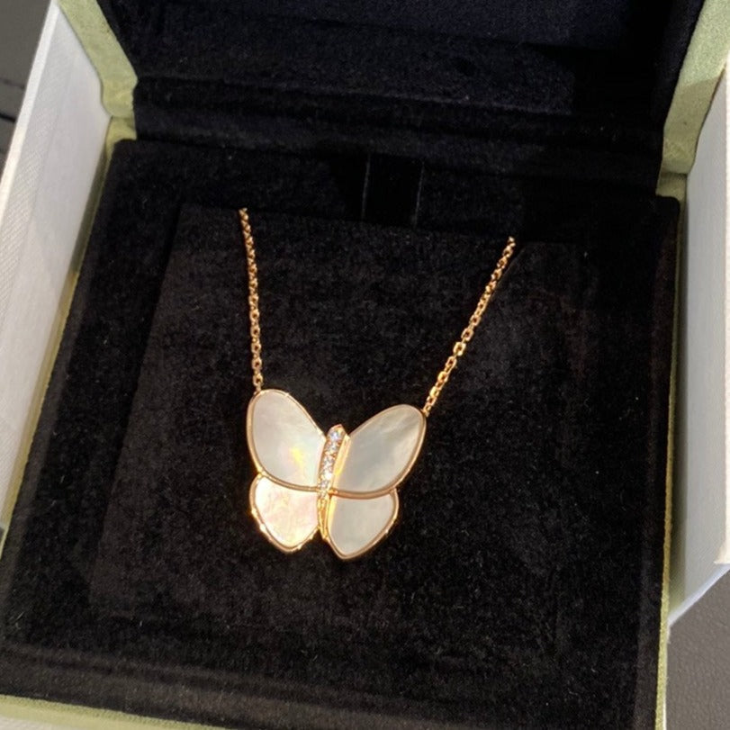 [BLUE TEARS]BUTTERFLY GOLD MOP DIAMOND NECKLACE
