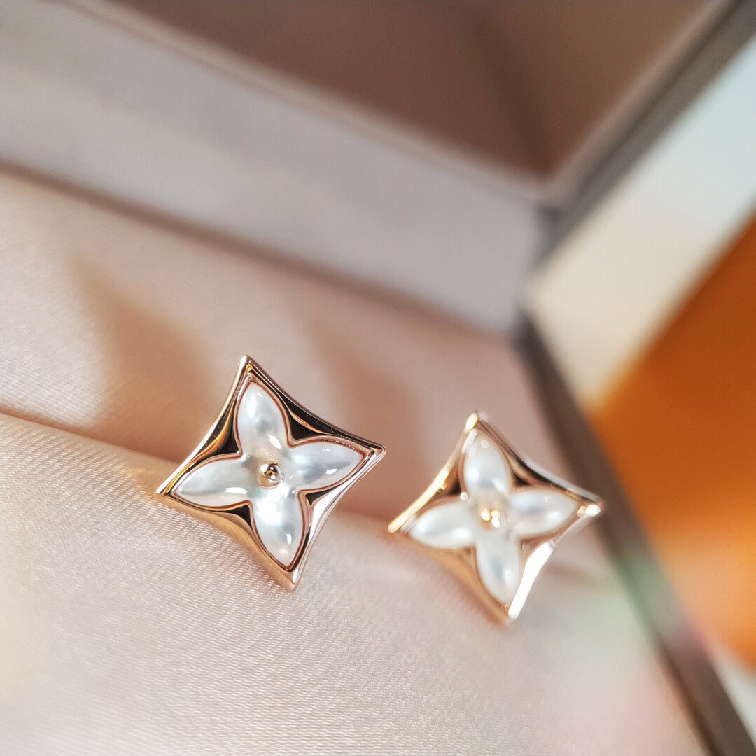 [BLUE TEARS]STAR MOP PINK GOLD EARRINGS