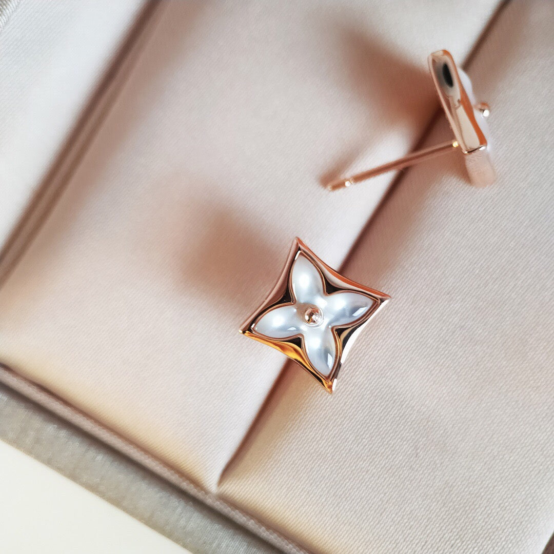 [BLUE TEARS]STAR MOP PINK GOLD EARRINGS