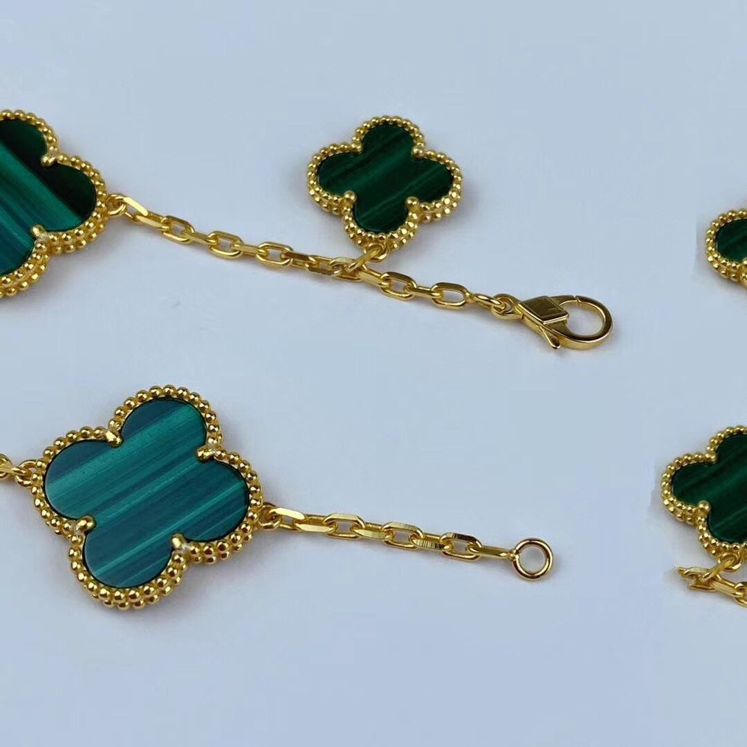 [BLUE TEARS]MAGIC CLOVER MALACHITE GOLD BRACELET 5 MOTIFS