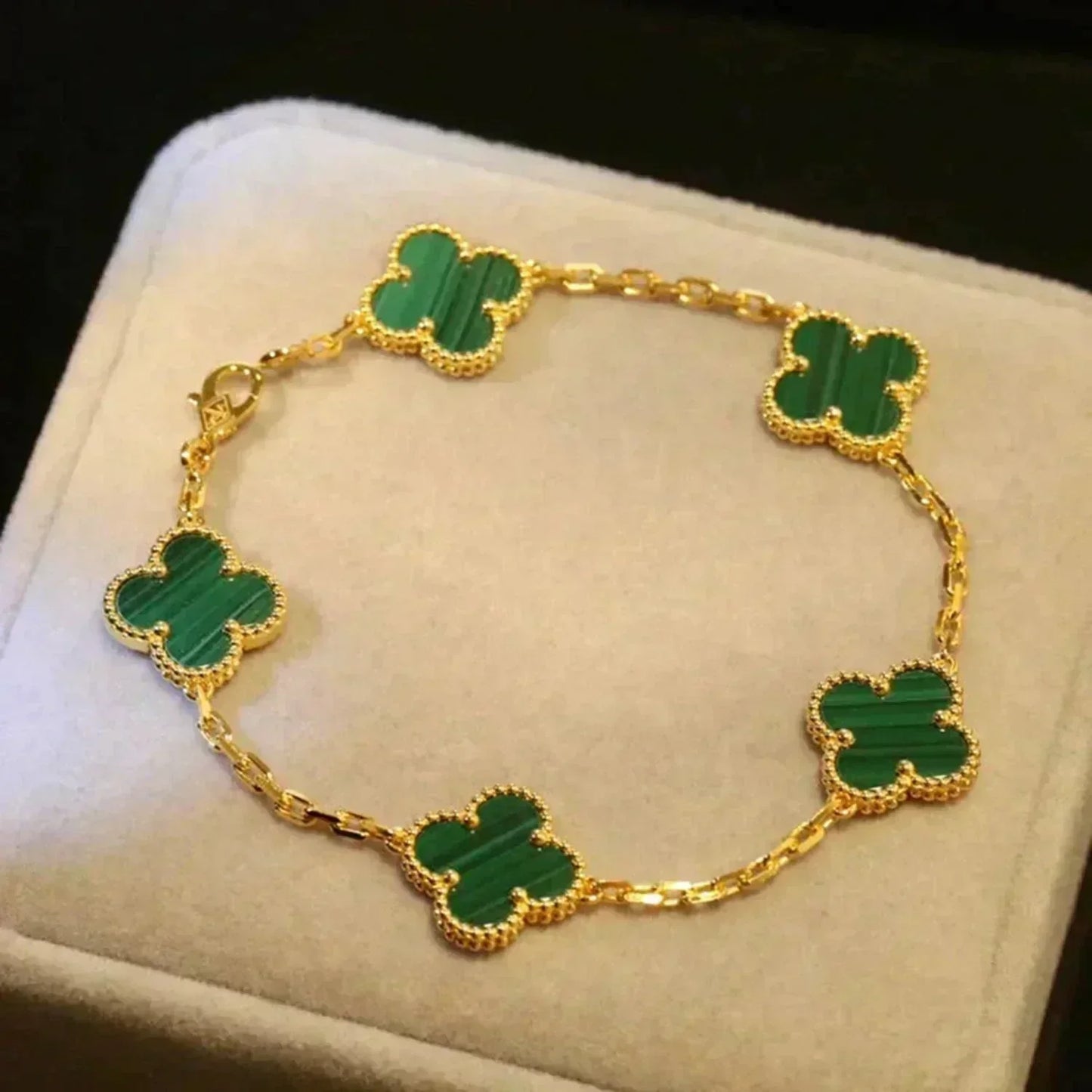 [BLUE TEARS]CLOVER 5 MOTIFS MALACHITE BRACELET