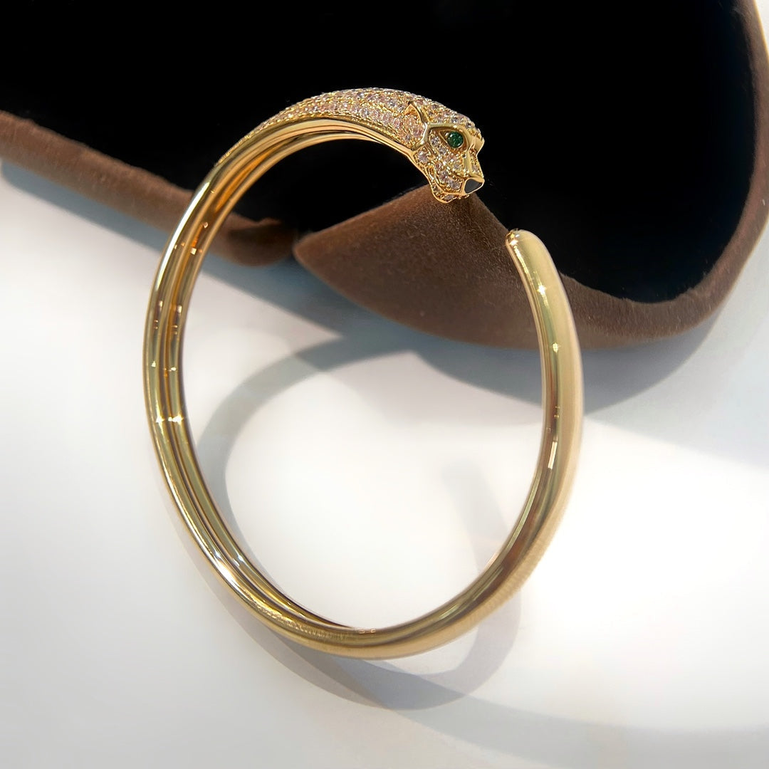 [BLUE TEARS]PANTHERE GOLD DIAMOND OPEN BRACELET