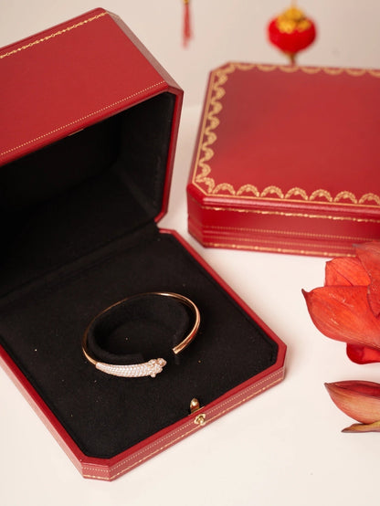 [BLUE TEARS]PANTHERE ROSE GOLD DIAMOND OPEN BRACELET