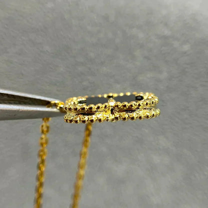 [BLUE TEARS]CLOVER 15MM BLACK ONYX SINGLE FLOWER NECKLACE