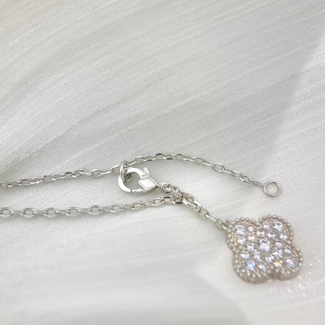 [BLUE TEARS]CLOVER 5 MOTIFS SILVER DIAMONDS NECKLACE