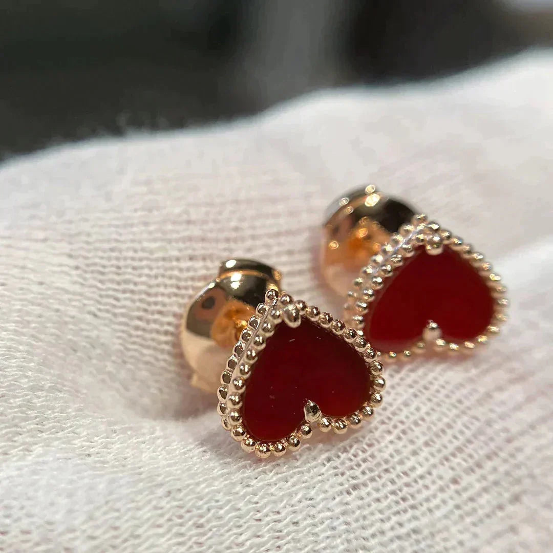 [BLUE TEARS]HEART CARNELIAN STUD EARRINGS