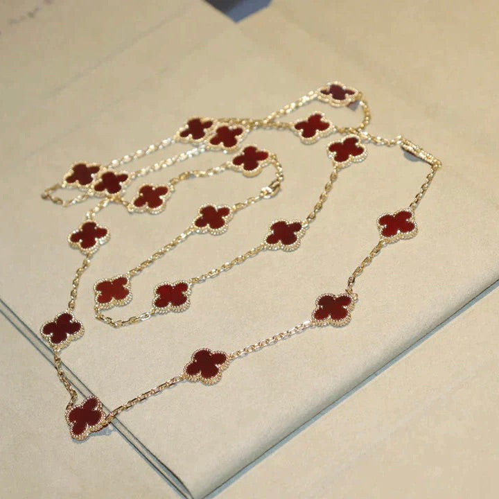[BLUE TEARS]CLOVER 20 MOTIFS CARNELIAN NECKLACE