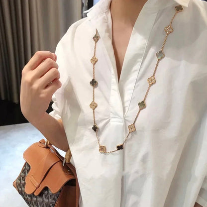 [BLUE TEARS]CLOVER 20 MOTIFS DARK MOP DIAMOND  NECKLACE