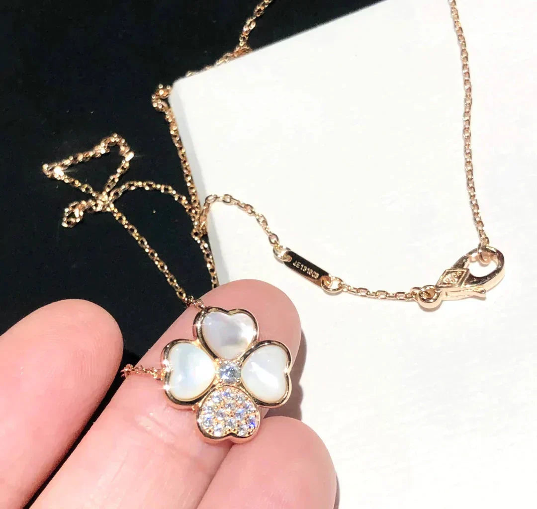 [BLUE TEARS]CLOVER MOP DIAMOND ROSE GOLD NECKLACE