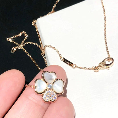 [BLUE TEARS]CLOVER MOP DIAMOND ROSE GOLD NECKLACE