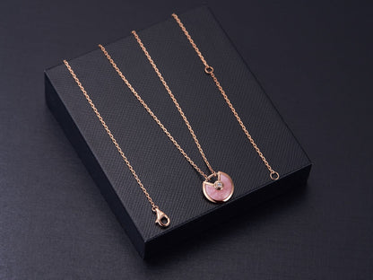 [BLUE TEARS]AMULETTE ROSE GOLD PINK MOP NECKLACE