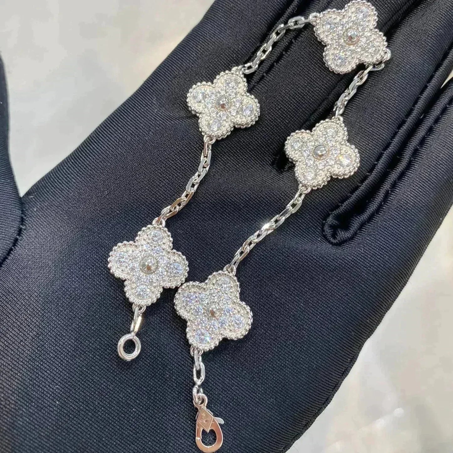 [BLUE TEARS]CLOVER 5 MOTIFS  DIAMOND BRACELET SILVER