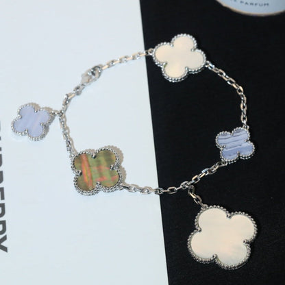 [BLAUE TRÄNEN]KLEE-ARMBAND 5 MOTIVE MOP CHALCEDON SILBER 