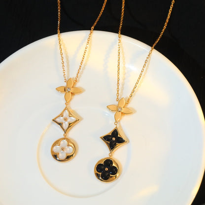 [BLUE TEARS]STAR AND SUN ONYX PINK GOLD NECKLACE