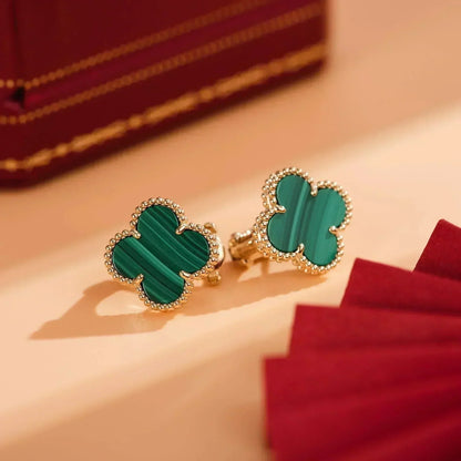 [BLUE TEARS]CLOVER MEDIUM 1 MOTIFS MALACHITE  EARRINGS