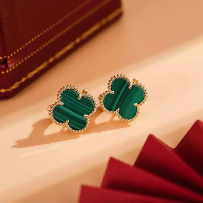 [BLUE TEARS]CLOVER MEDIUM 1 MOTIFS MALACHITE  EARRINGS