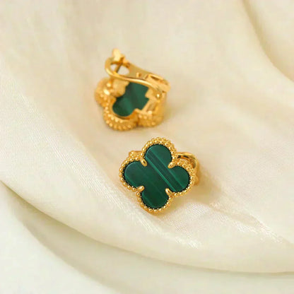 [BLUE TEARS]CLOVER MEDIUM 1 MOTIFS MALACHITE  EARRINGS