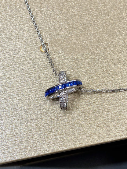 [BLUE TEARS]LIENS DIAMOND SILVER NECKLACE