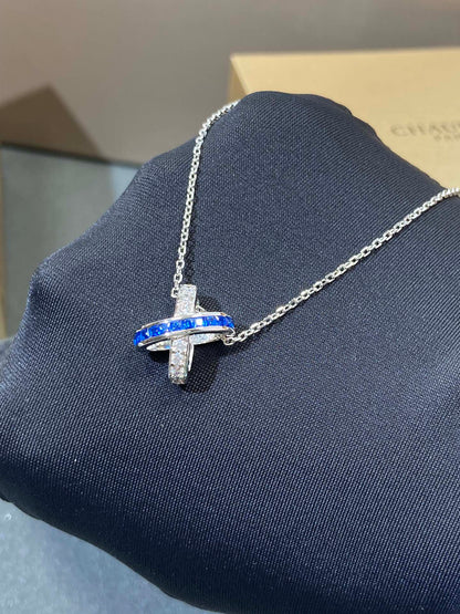 [BLUE TEARS]LIENS DIAMOND SILVER NECKLACE