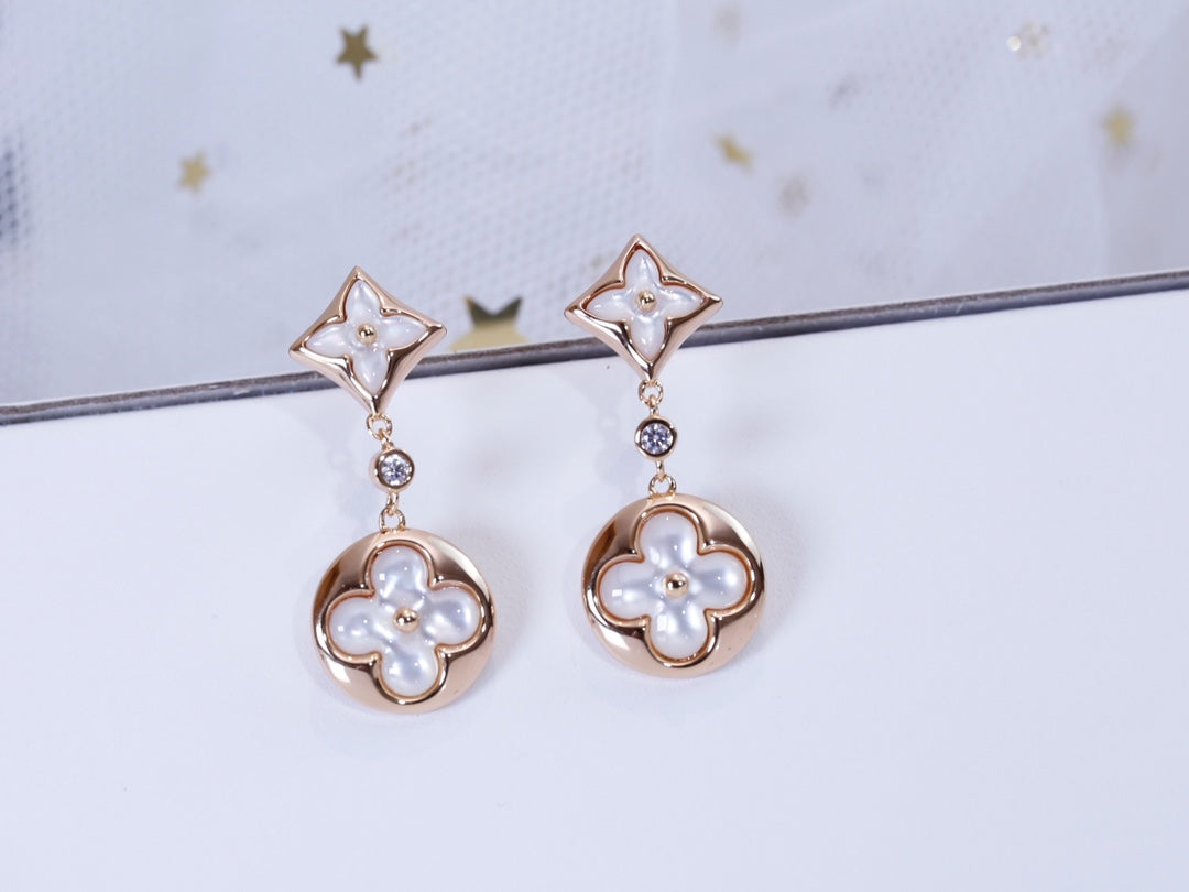 [BLUE TEARS]STAR AND SUN PINK GOLD MOP DROP EARRINGS