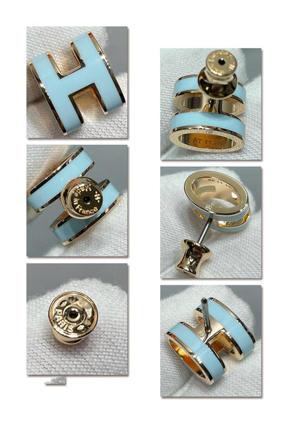 [BLUE TEARS]POP H SKY BLUE STUD EARRINGS