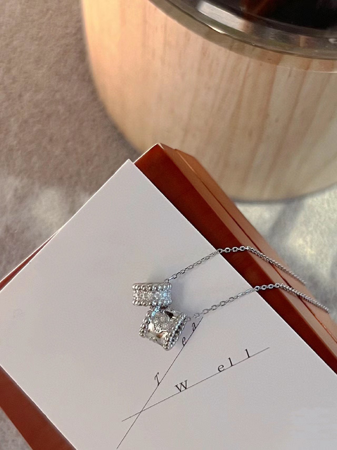 [BLUE TEARS]PERLEE DOUBLE PENDANT SILVER DIAMOND NECKLACE