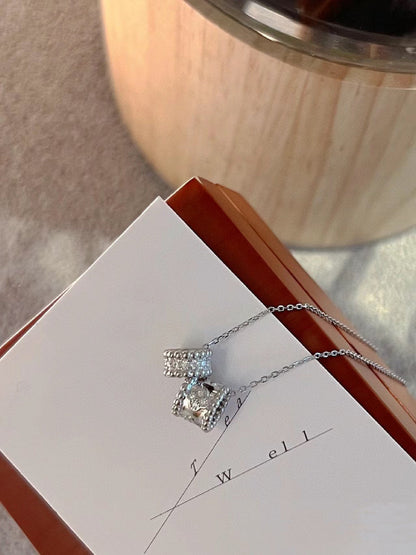 [BLUE TEARS]PERLEE DOUBLE PENDANT SILVER DIAMOND NECKLACE