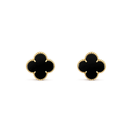 [BLUE TEARS]CLOVER MEDIUM 1 MOTIFS  ONYX STUD EARRINGS