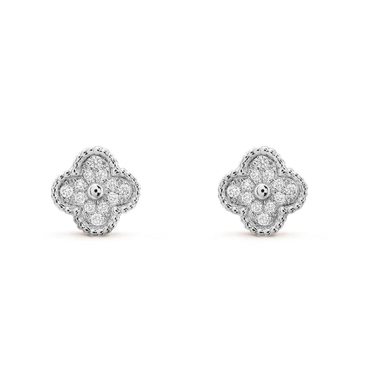 [BLUE TEARS]CLOVER MINI DIAMOND STUD EARRINGS