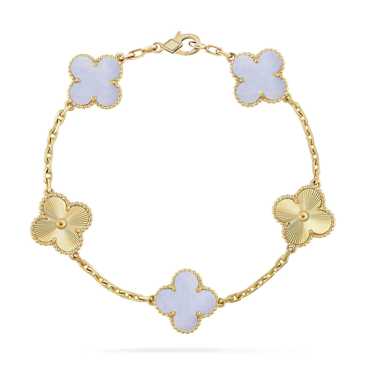 [BLUE TEARS] CLOVER 5 MOTIF PURPLE CHALCEDONY BRACELET COLLECTION