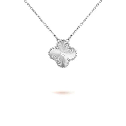 [BLUE TEARS]CLOVER  15MM DIAMOND LASER NECKLACE SILVER