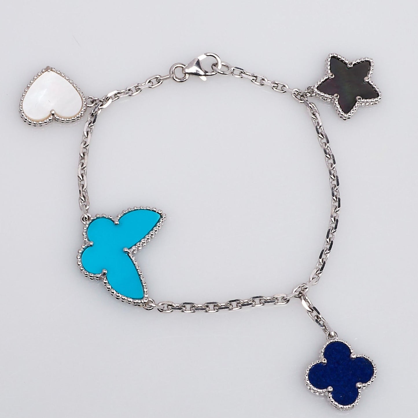 [BLUE TEARS]LUCKY SPRING SILVER BRACELET 4 MOTIF