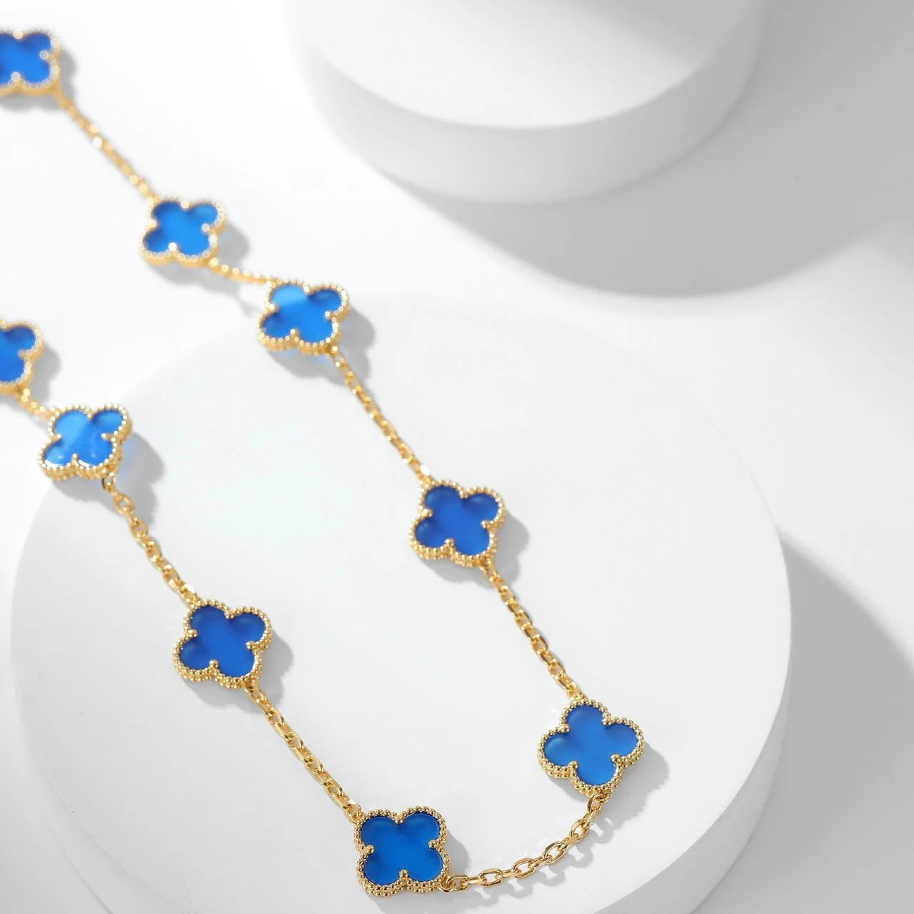 [BLUE TEARS]CLOVER 10 MOTIFS LASER NECKLACE