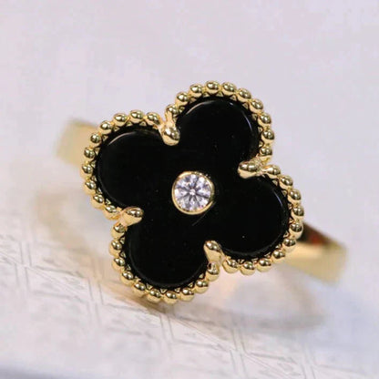 [BLUE TEARS]CLOVER MALACHITE RING GOLD DIAMOND