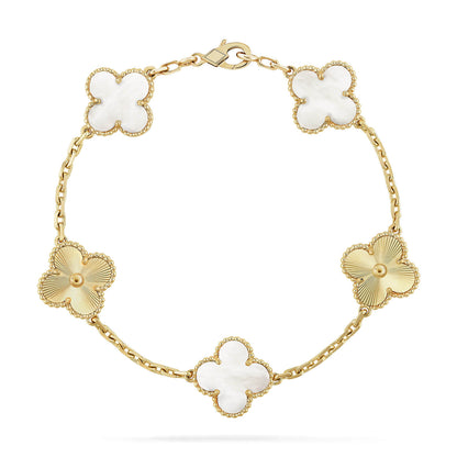 [BLUE TEARS]CLOVER WHITE PEARL MOP 5 MOTIF BRACELET COLLECTION