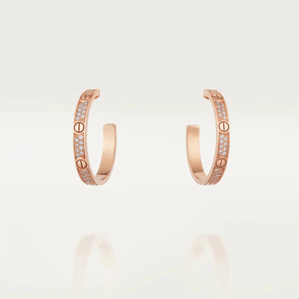 [BLUE TEARS]LOVE DIAMOND PINK GOLD HOOP EARRINGS