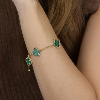 [BLUE TEARS]CLOVER 5 MOTIFS MALACHITE BRACELET