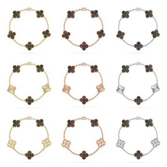 [BLUE TEARS] CLOVER 5 MOTIF GRAY MOP BRACELET COLLECTION