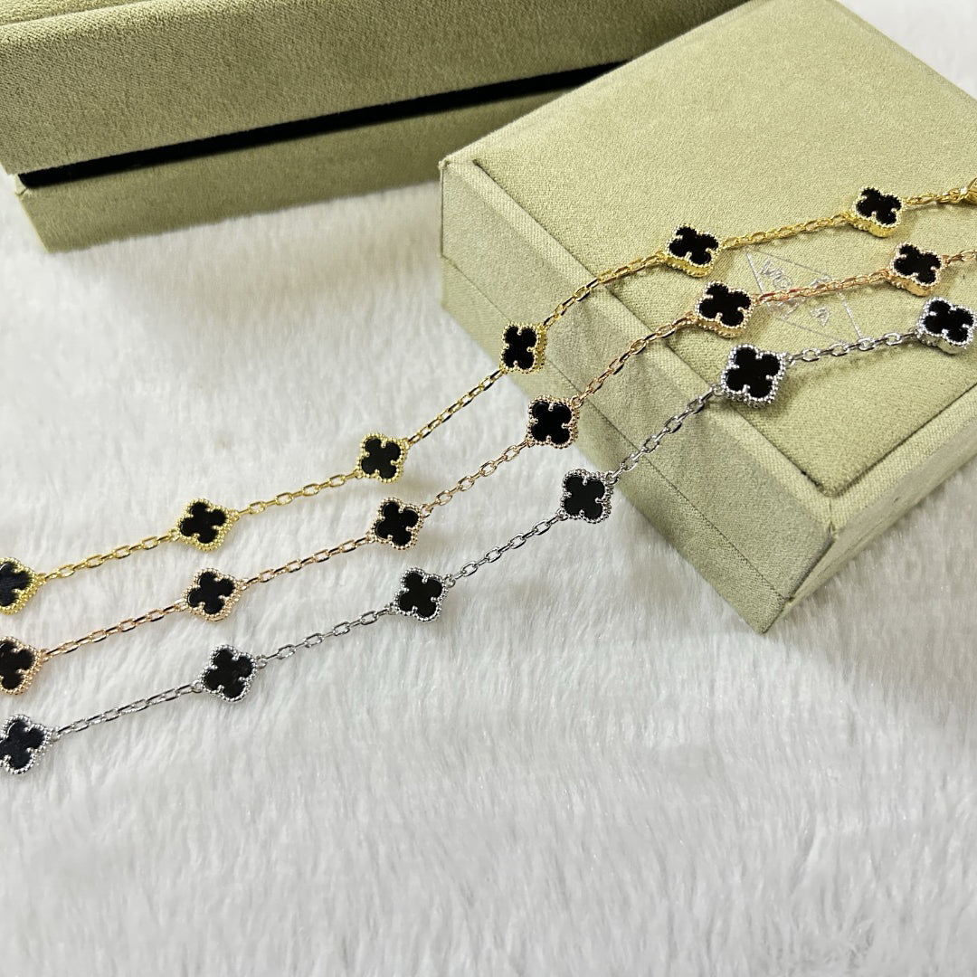 [BLUE TEARS]CLOVER 6 MOTIF  ONYXS BRACELET